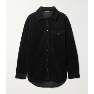ANINE BING Simon Sloan Shirt Black Corduroy Button Down Long Sleeve Shacket NWT